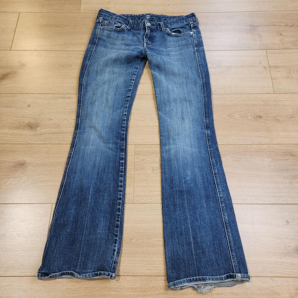 7 For All Mankind Bootcut Jeans Womens 29x32 Medium Blue Low Rise Stretch Denim